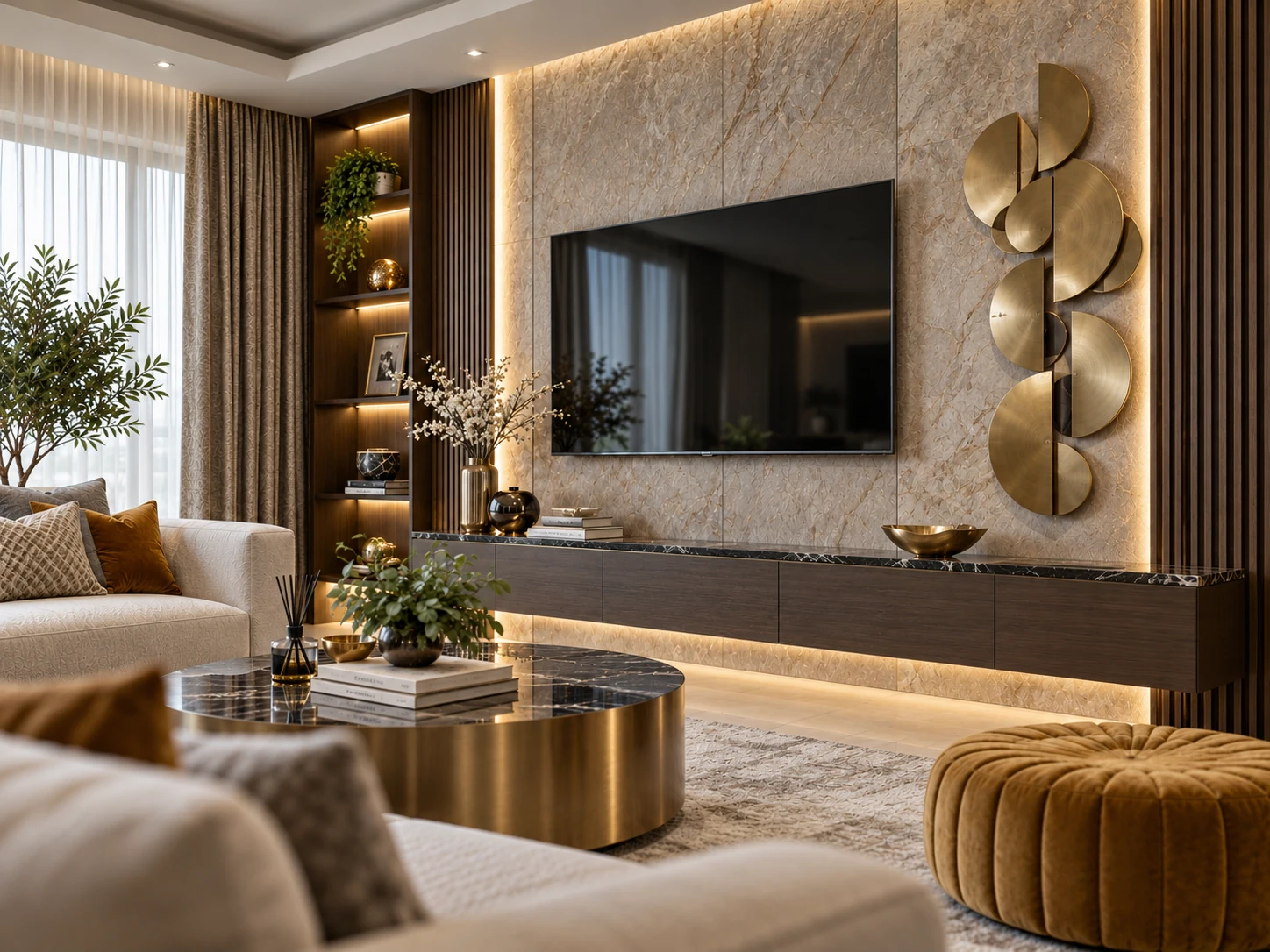 Interior Design – Wohnbereich mit Natursteinwand