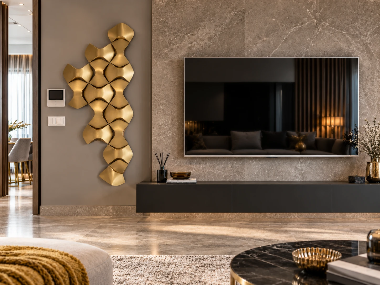 Interior Design – TV-Wand mit Naturstein